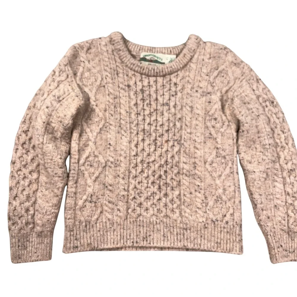 Aran Crafts‎ Ireland Sweater Womens XSmall Oatmeal Fleck Fisherman Donegal Wool
